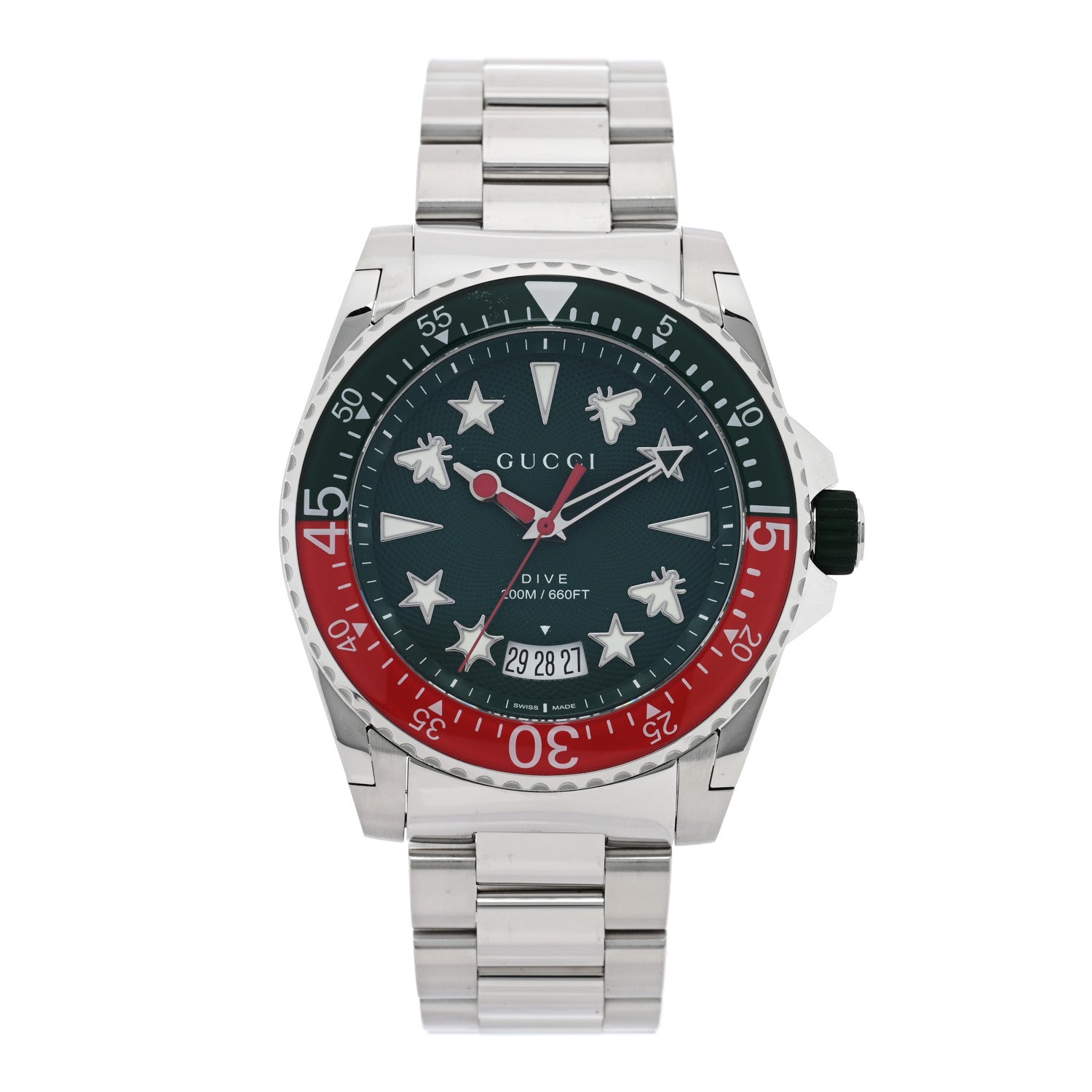 Gucci Stainless Steel 45mm Dive Quartz Watch Green 1 of 5