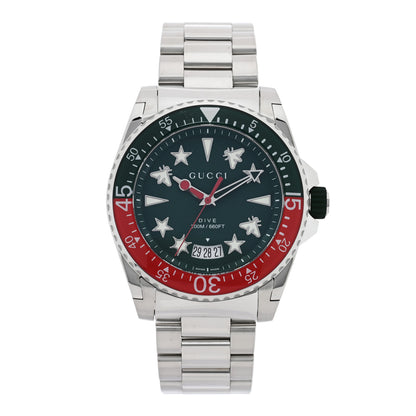 Gucci Stainless Steel 45mm Dive Quartz Watch Green 1 of 5