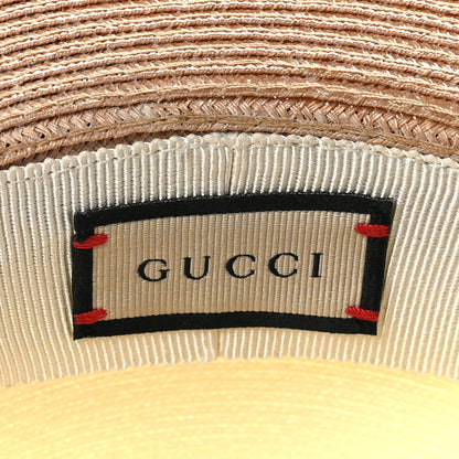 Gucci Straw Effect Fabric Wide Brim Hat With Bow XL White Black 8 of 8