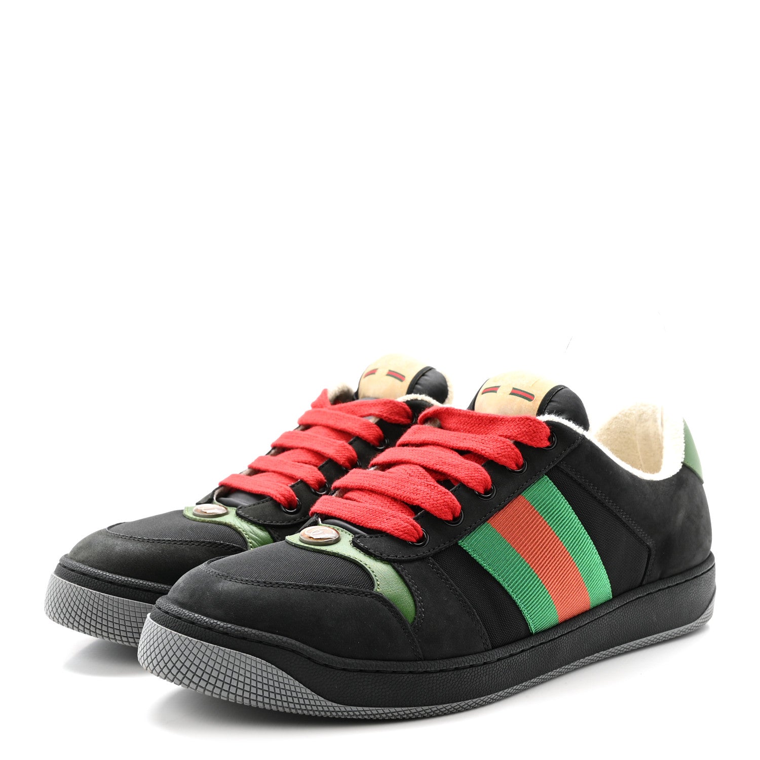 Gucci Calfskin Nylon GG Monogram Calfskin Web Mens Screener Sneakers 8 Black 4 of 8