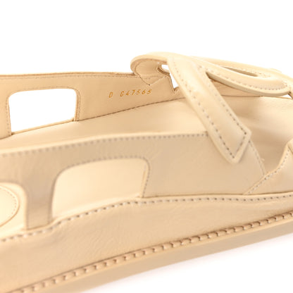 Chanel Crumpled Shiny Lambskin CC Cut Out Dad Sandals 40 Beige 9 of 10