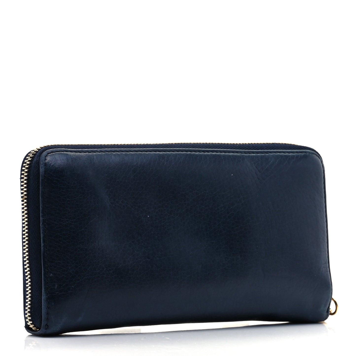 Pebbled Calfskin Soho Zip Around Wallet Blue