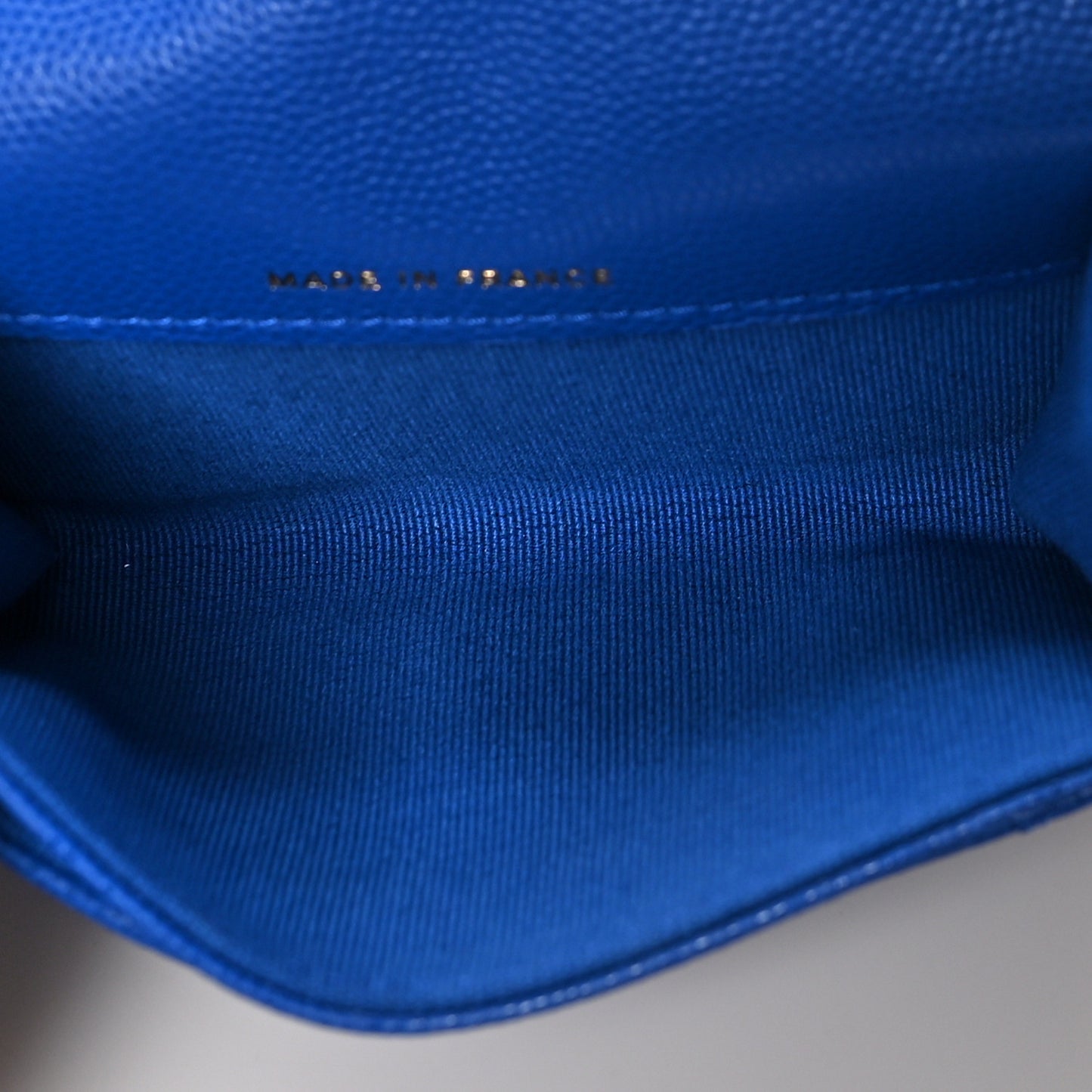 Caviar Quilted Flap Card Holder Wallet Blue