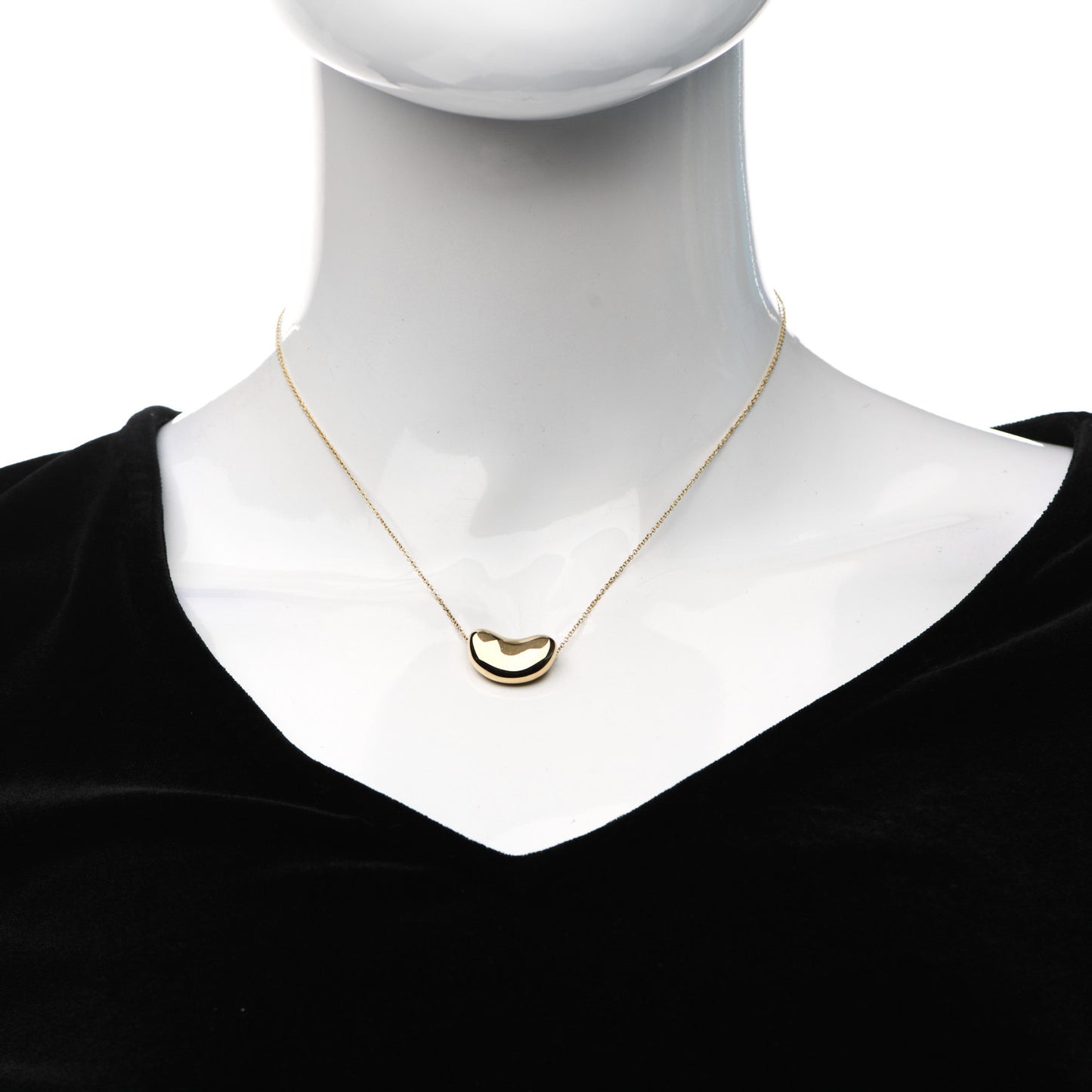 18K Yellow Gold 18mm Elsa Peretti Bean Pendant Necklace