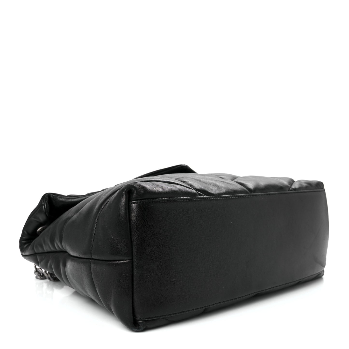 Lambskin Quilted Medium Loulou Puffer Monogram Chain Satchel Black