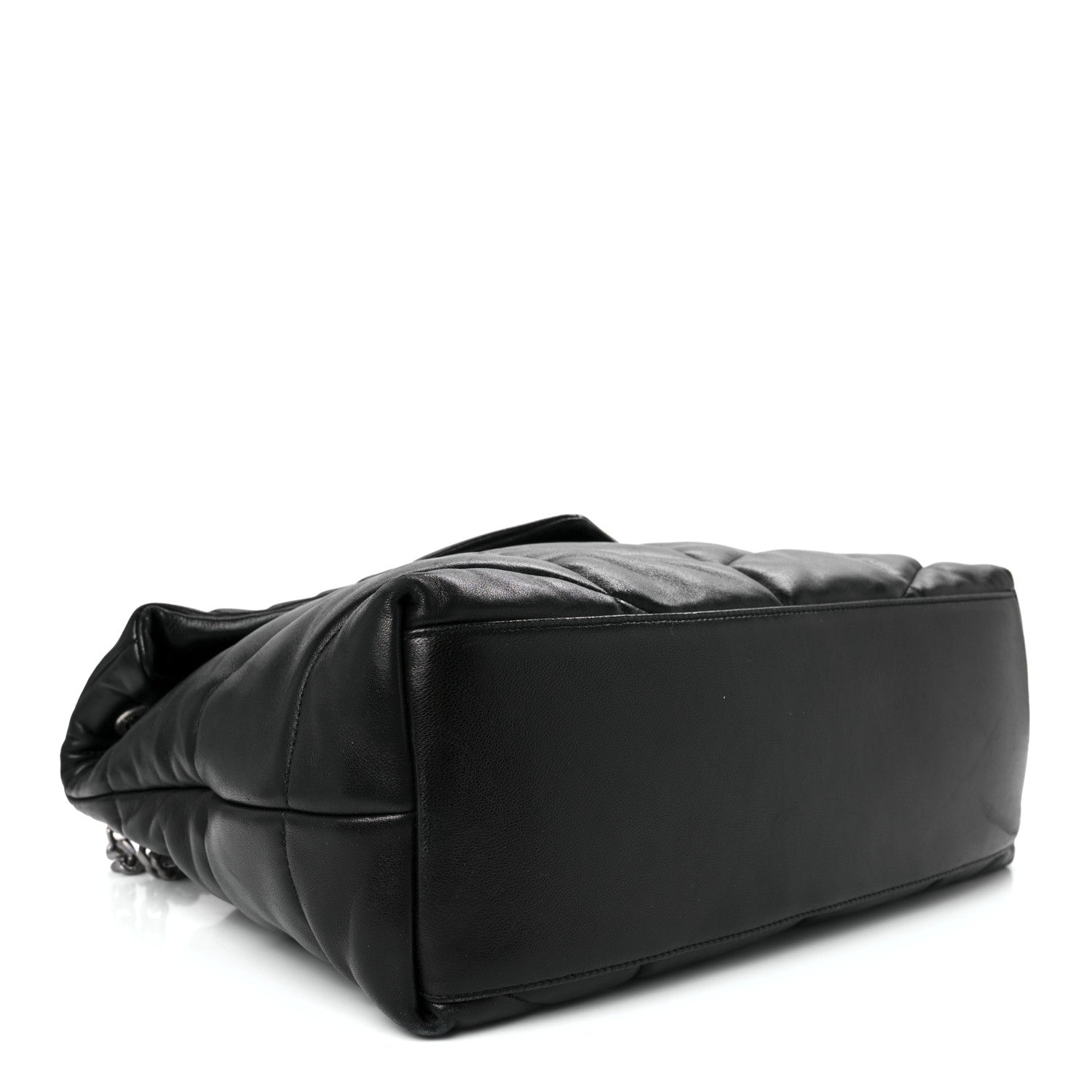Saint Laurent Lambskin Quilted Medium Loulou Puffer Monogram Chain Satchel Black 4 of 12