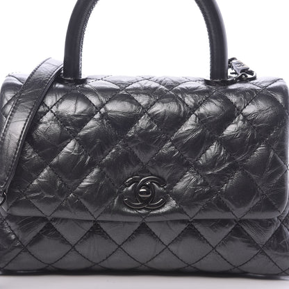 Chanel Aged Calfskin Quilted Mini Coco Handle Flap So Black 10 of 11