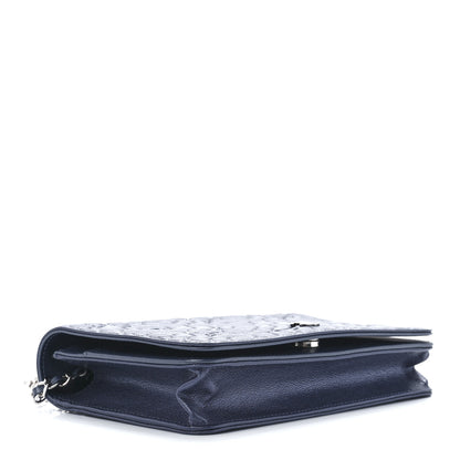Chanel Goatskin Camellia Embossed Wallet On Chain WOC Blue 4 of 12