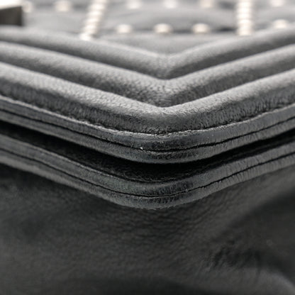 Chanel Crumpled Lambskin Small Studded Boy Flap Black 12 of 13