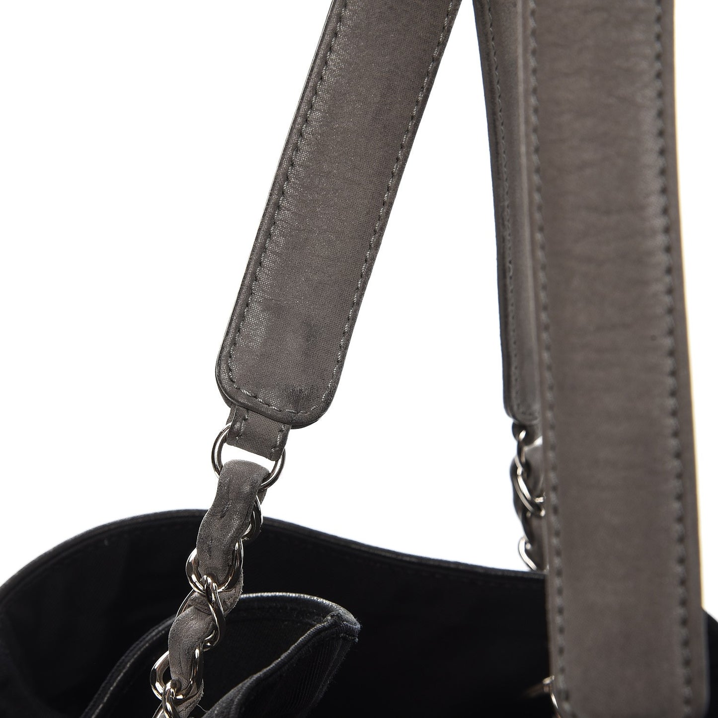 Iridescent Calfskin Large Stretch Spirit Cabas Grey