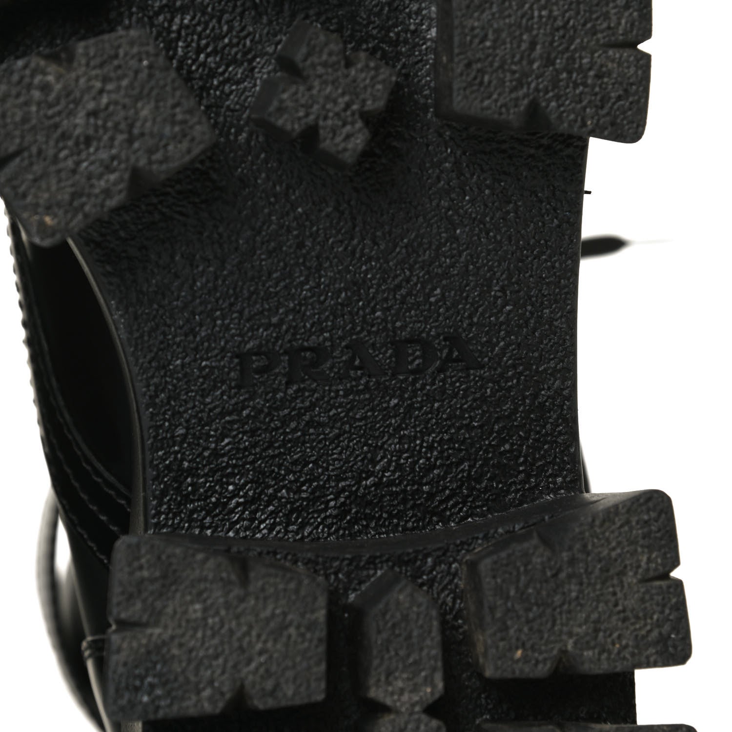Prada Spazzolato Rois Nylon Metal Triangle Logo Monolith Pouch Pocket 55mm Boots 37.5 Black 8 of 15