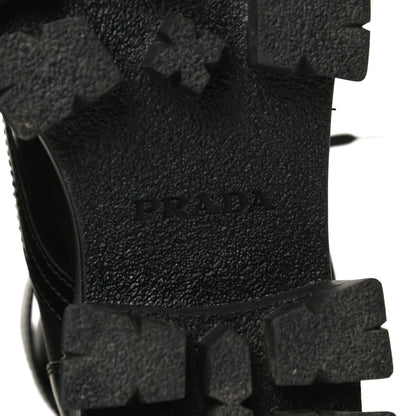 Prada Spazzolato Rois Nylon Metal Triangle Logo Monolith Pouch Pocket 55mm Boots 37.5 Black 8 of 15