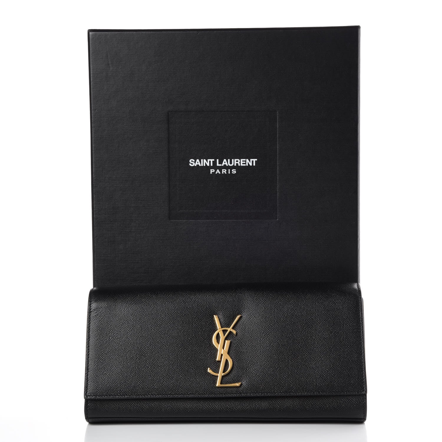 Saint Laurent Grain De Poudre Monogram Cassandre Clutch Black 9 of 9