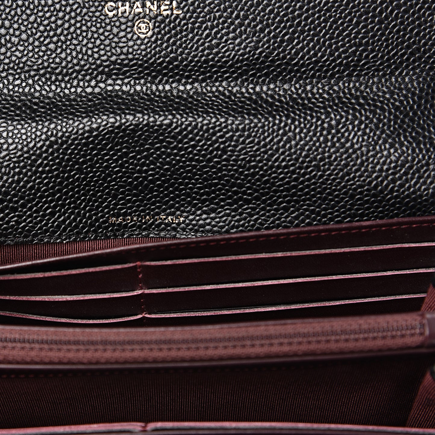 Caviar Quilted Large Gusset Flap Wallet Black