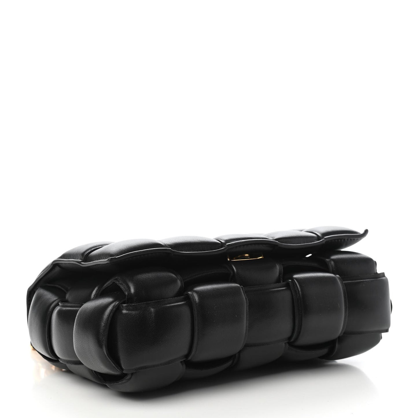 Lambskin Maxi Intreccio Padded Chain Cassette Crossbody Bag Black