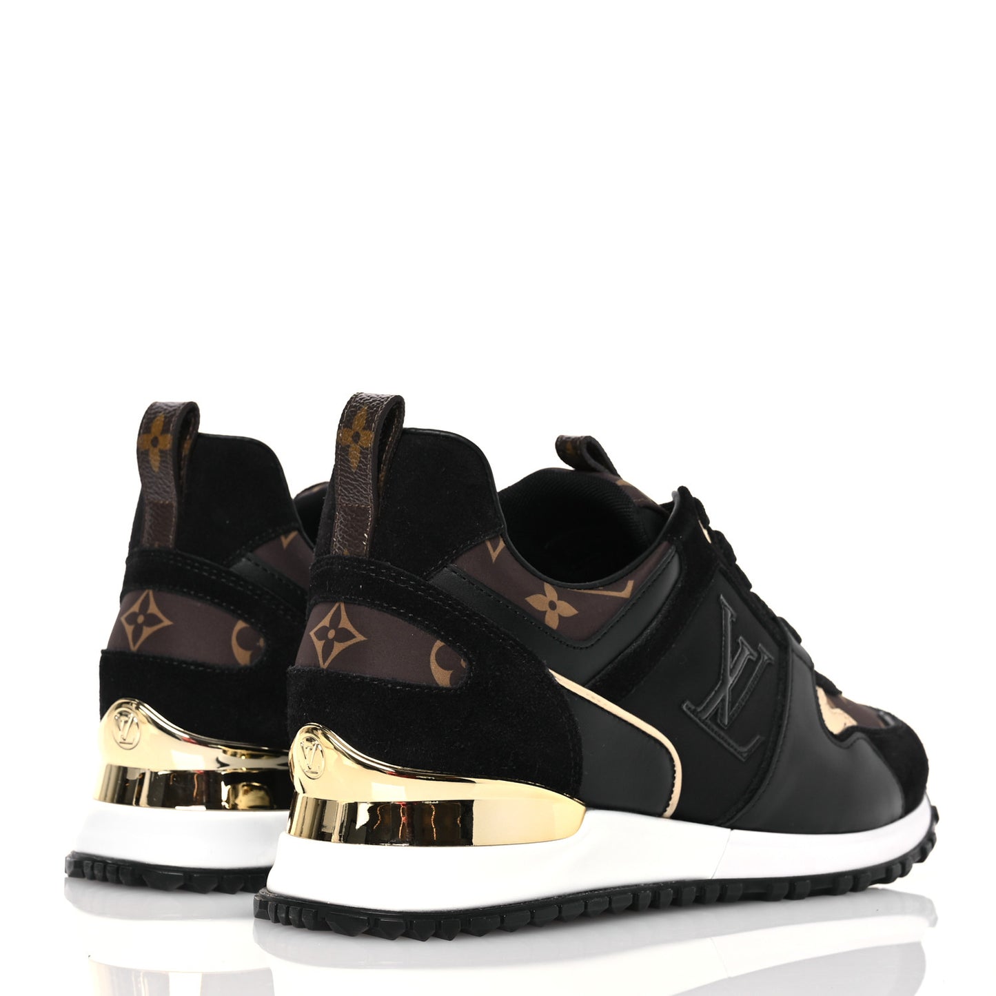 Suede Calfskin Recycled Monogram Nylon Run Away Sneakers 38 Black