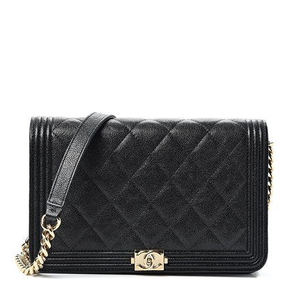 Chanel Caviar Quilted Boy Wallet On Chain WOC Black 1 of 11