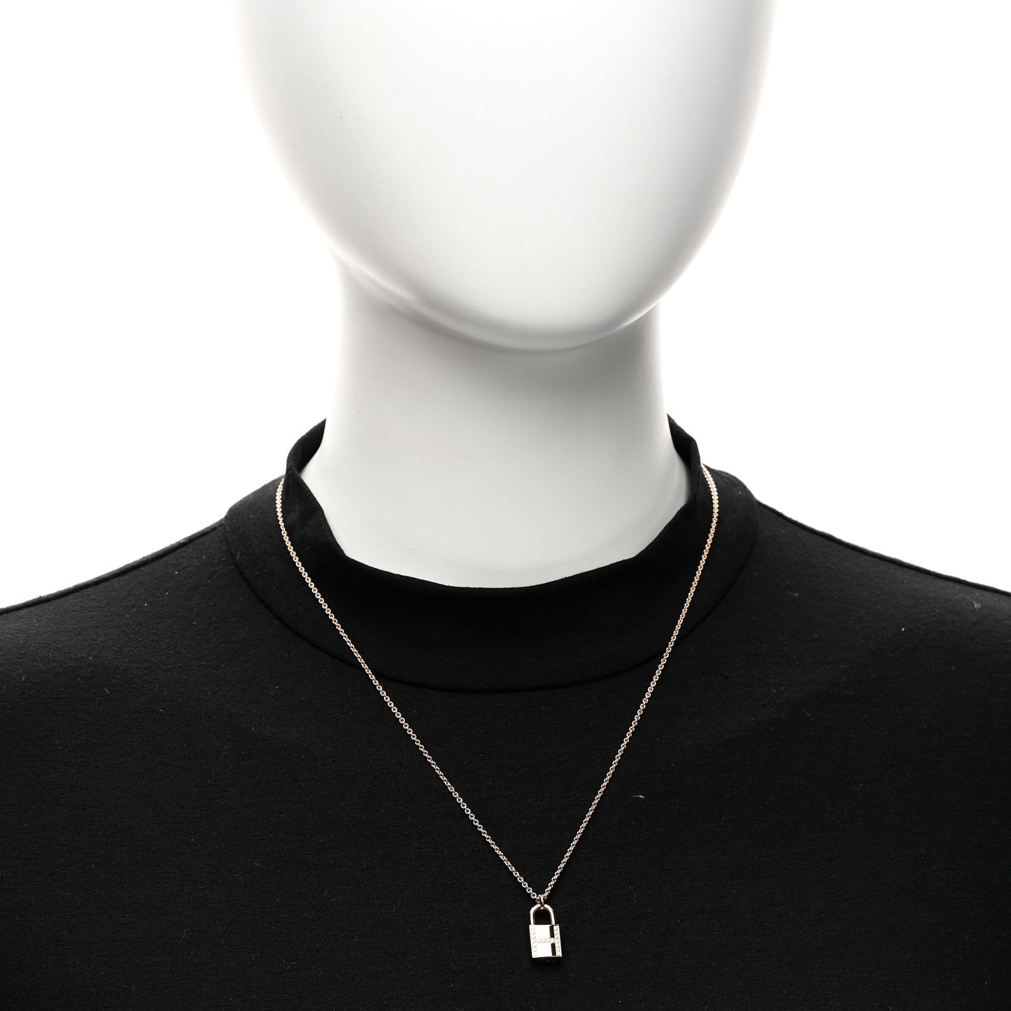 18K Rose Gold Diamond Amulettes Cadenas Pendant Necklace
