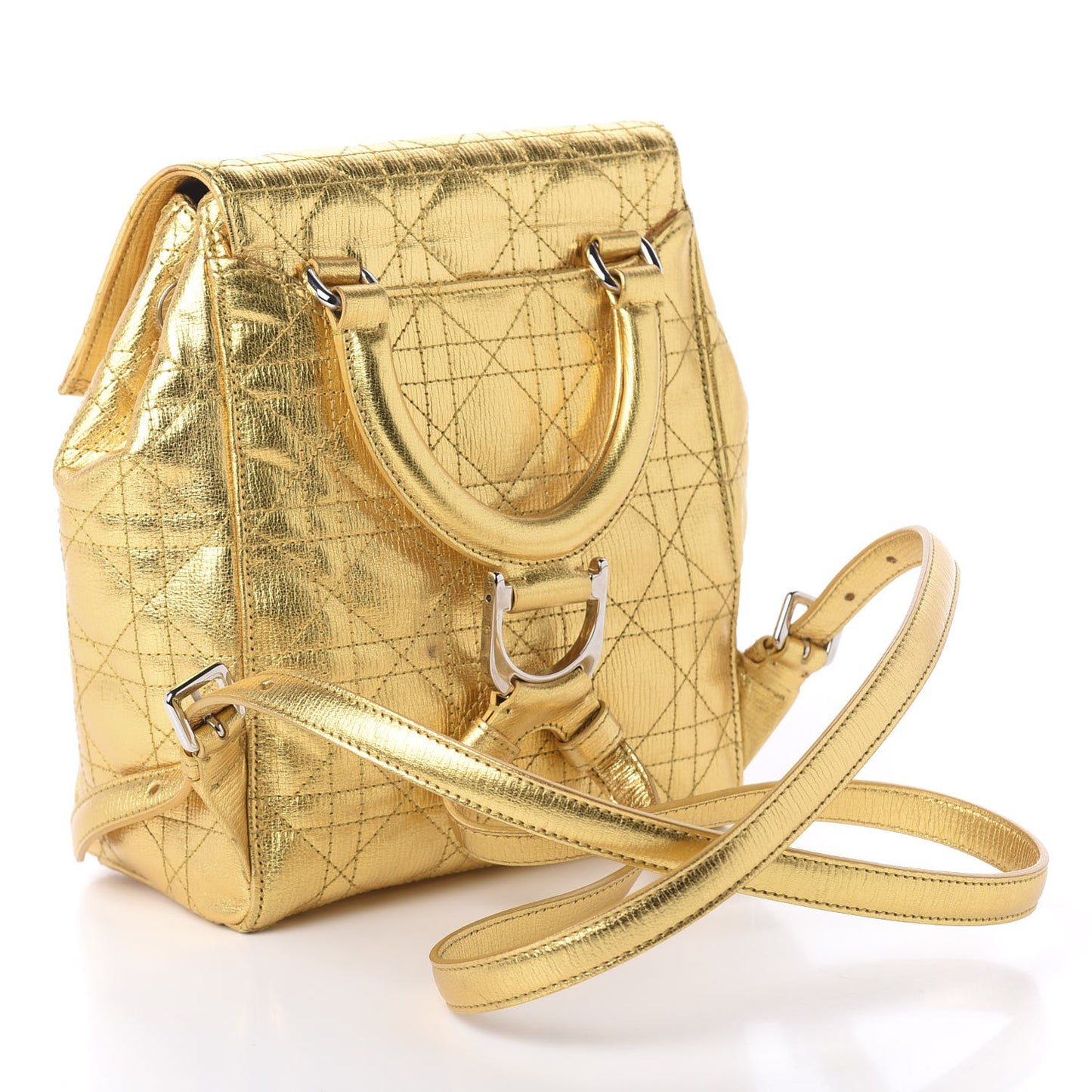 Metallic Grained Calfskin Small Stardust Backpack Gold