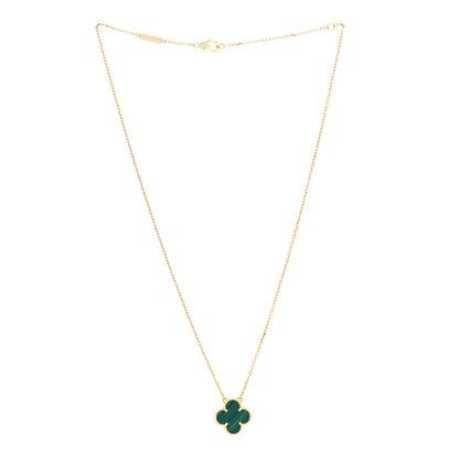 Van Cleef & Arpels 18K Yellow Gold Malachite Vintage Alhambra Pendant Necklace 2 of 6