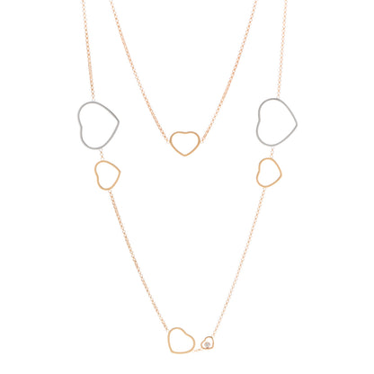 Chopard 18K Rose White Gold Diamond Happy Hearts Sautoir Necklace 1 of 6