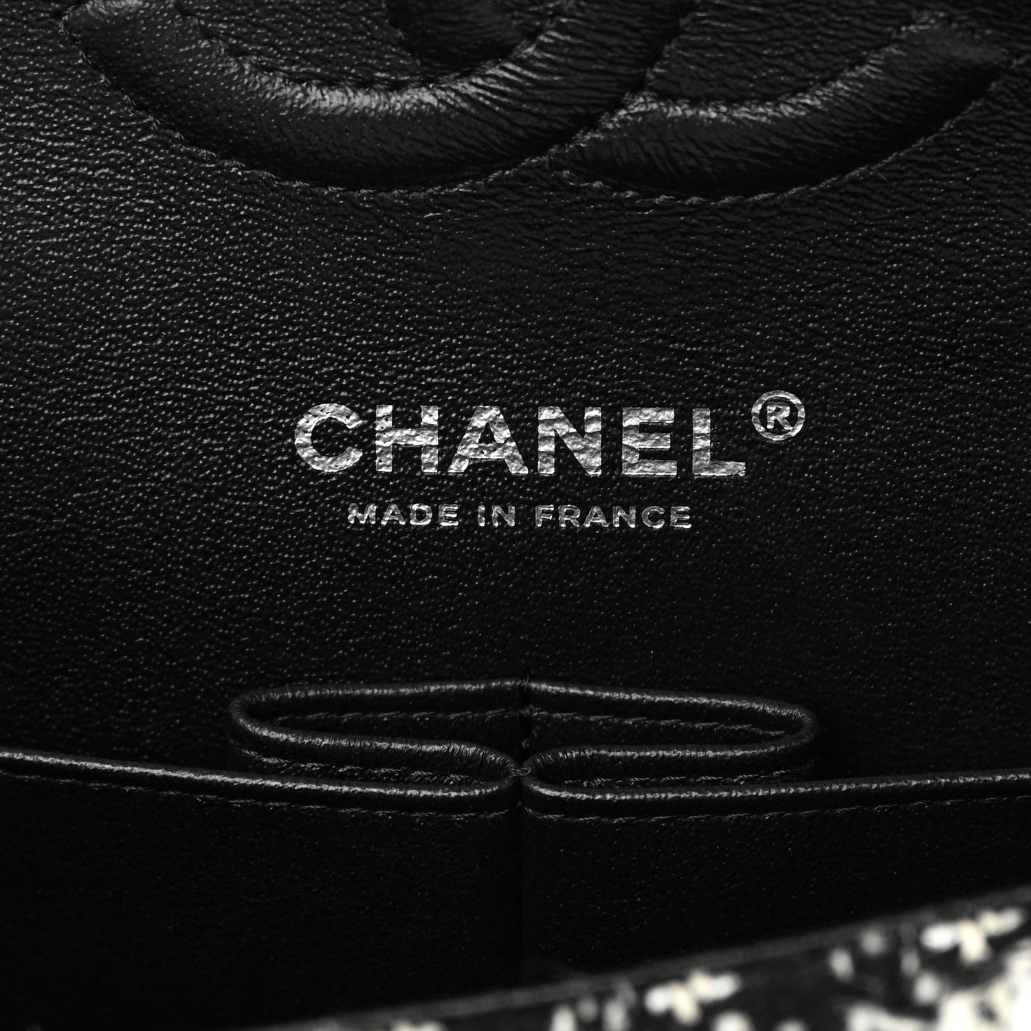 Chanel Crystal Tweed Quilted Medium Double Flap Black Ecru White 6 of 10