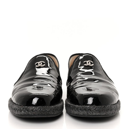 Chanel Patent Calfskin CC Mocassin Loafer Espadrilles 42 Black 2 of 7