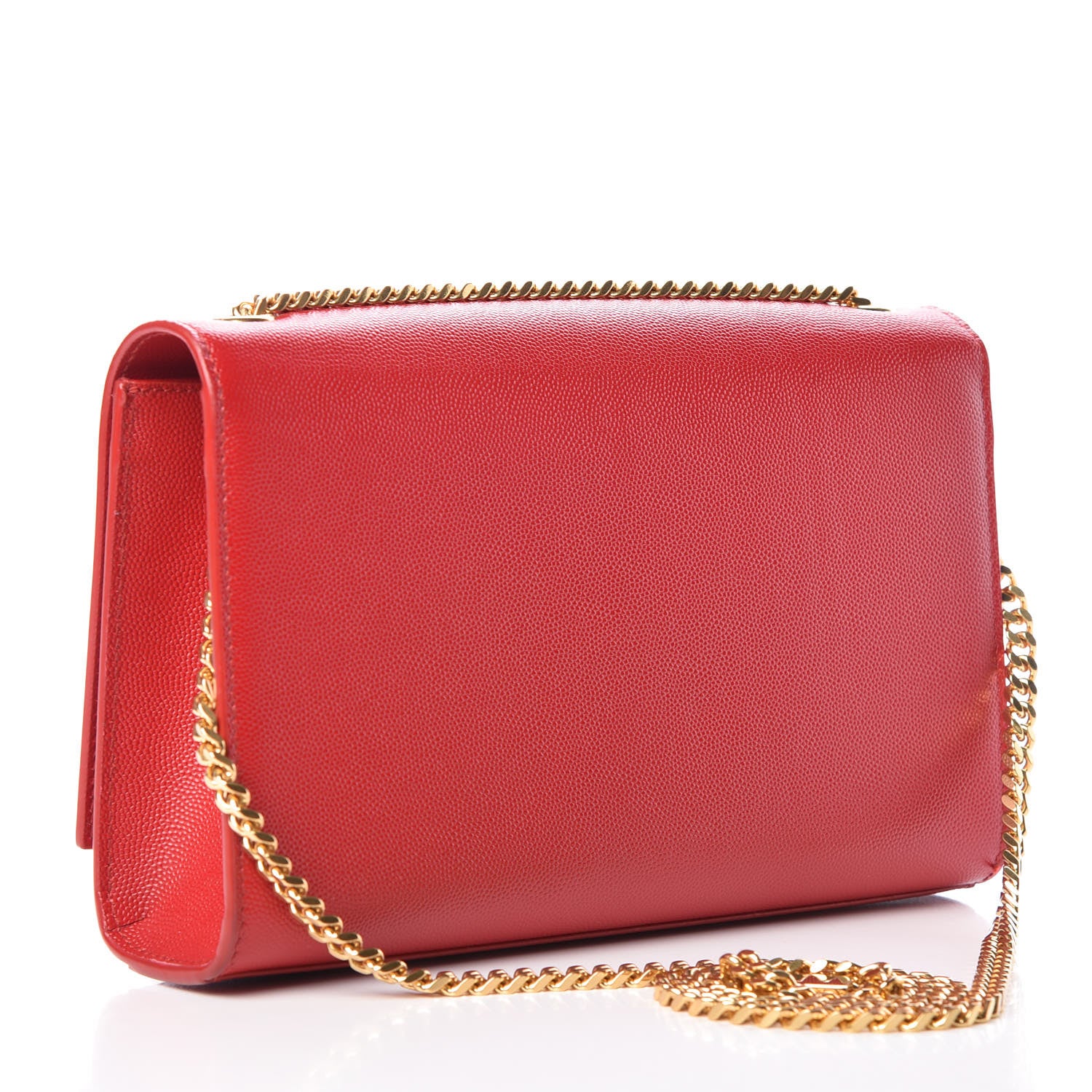 Saint Laurent Grain De Poudre Medium Monogram Kate Satchel Red 3 of 9