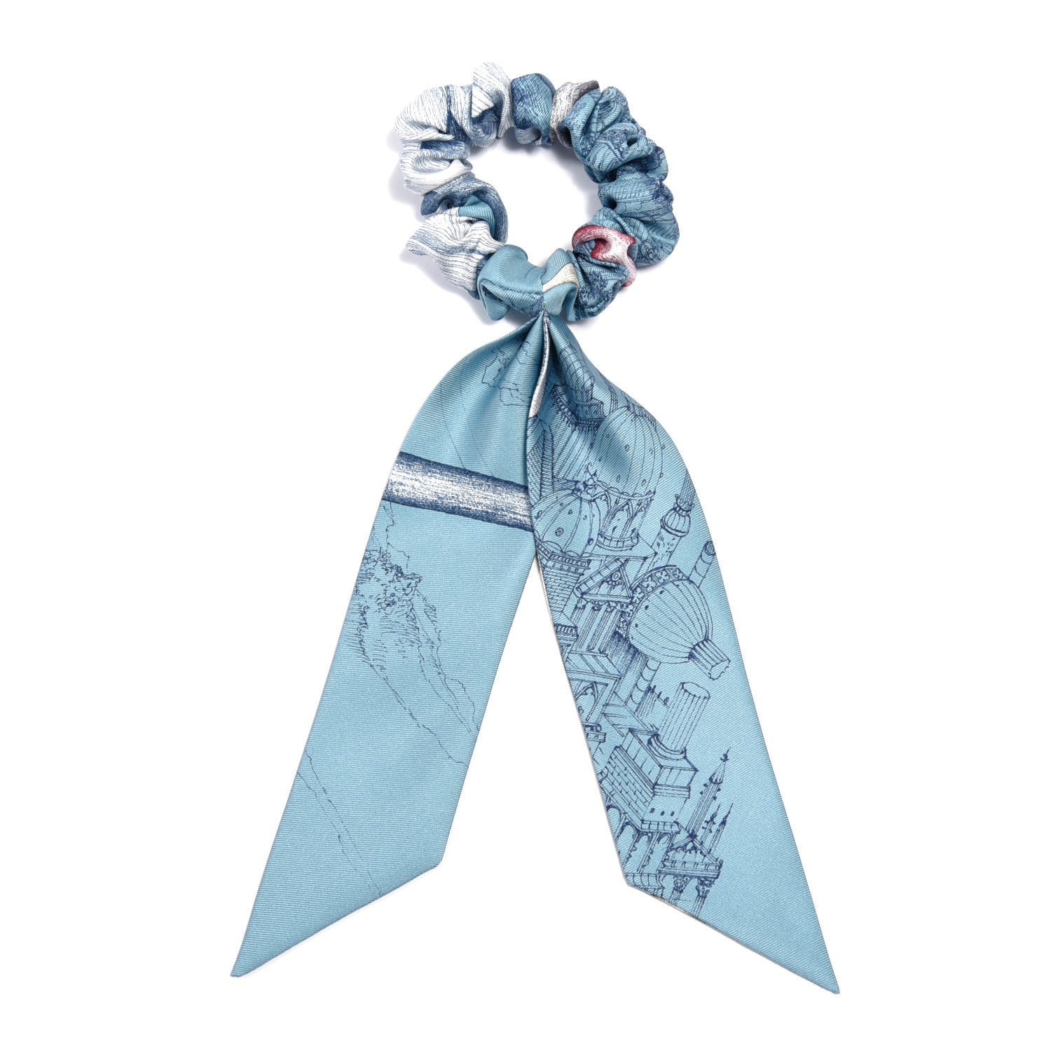 Hermes Silk Twilly Scrunchie Blue 1 of 3