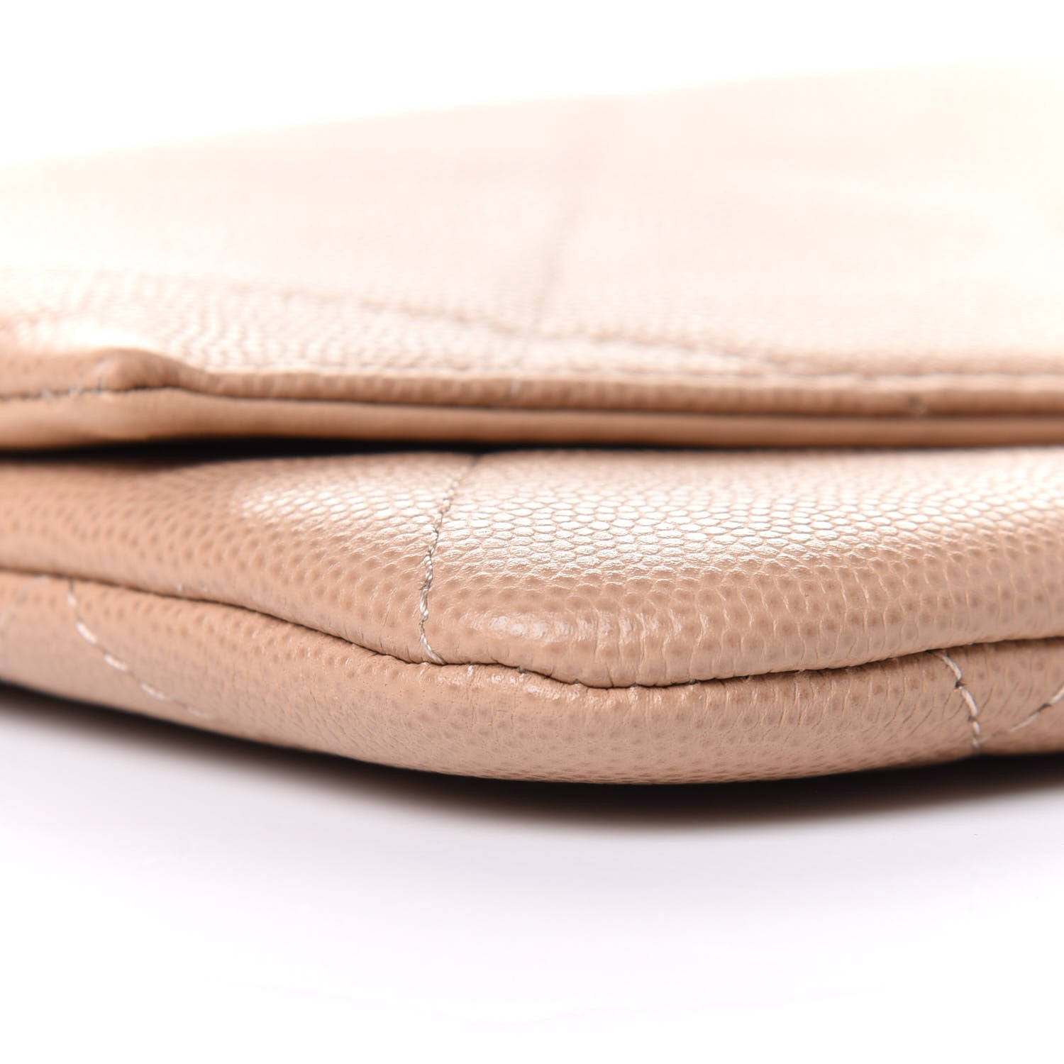 Chanel Caviar Quilted Woven Chain Handle Flap Clutch Beige 9 of 11