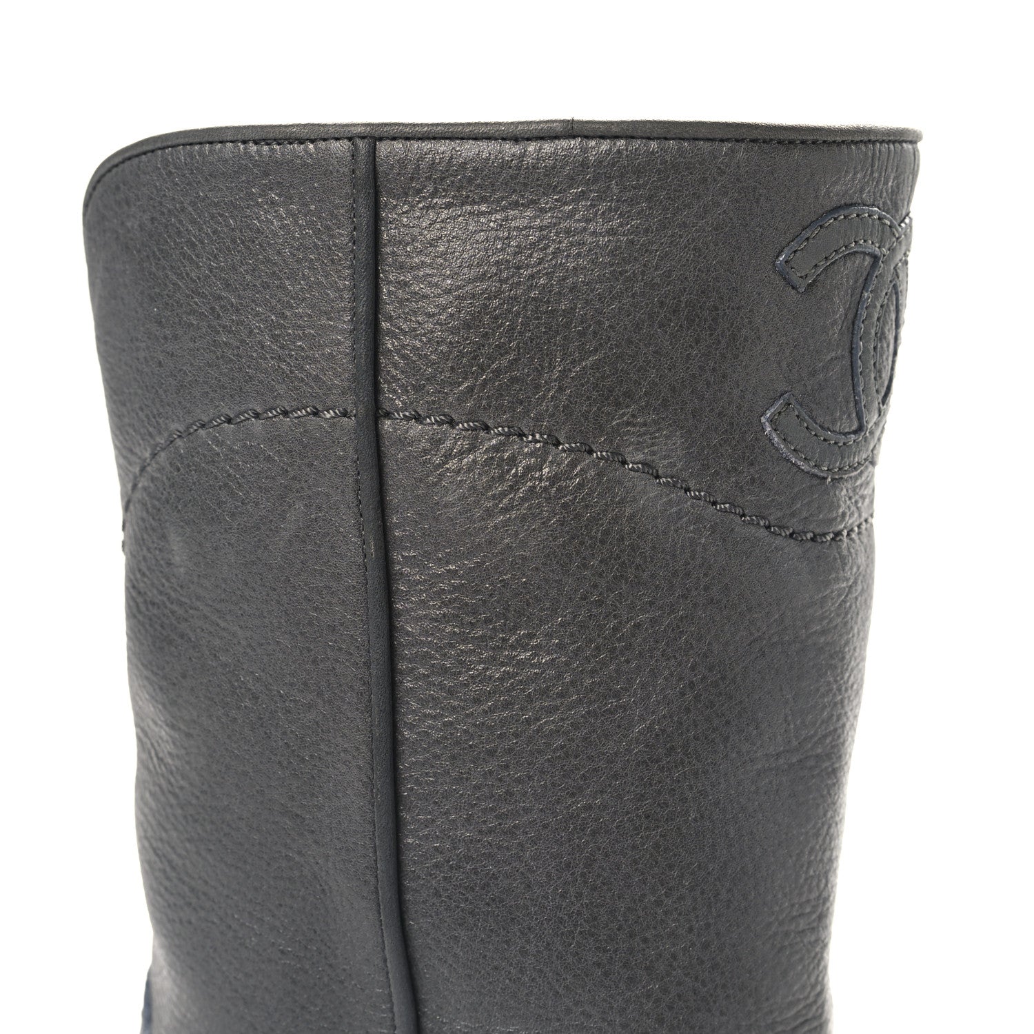 Chanel Calfskin Ascot CC Boots 37.5 Gray 9 of 9