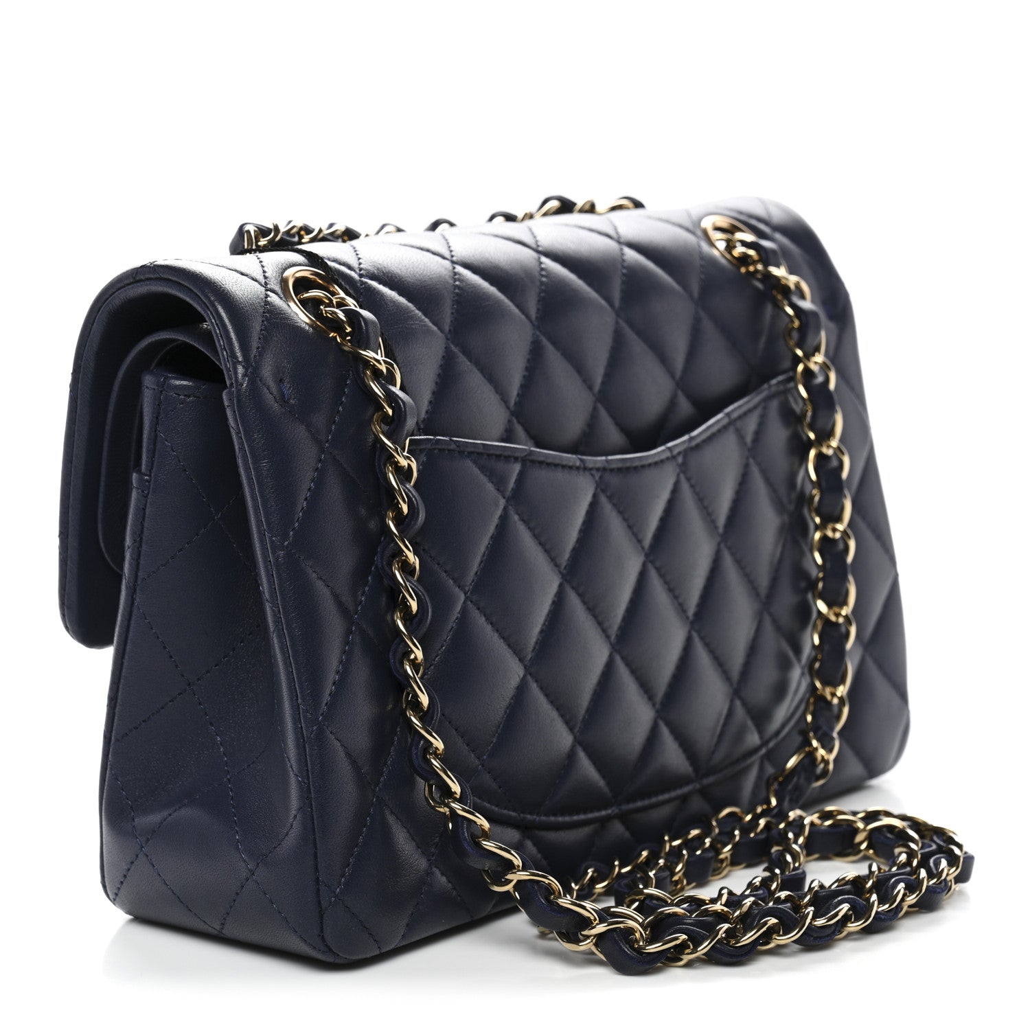 Chanel Lambskin Quilted Small Double Flap Dark Blue 3 of 11