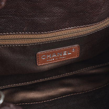 Chanel Distressed Glazed Caviar Quilted Large Elastic Tote Brown 6 of 7