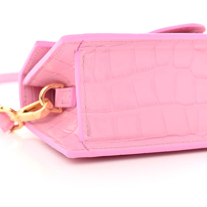 Jacquemus Calfskin Crocodile Embossed Le Bambino Pink 8 of 12