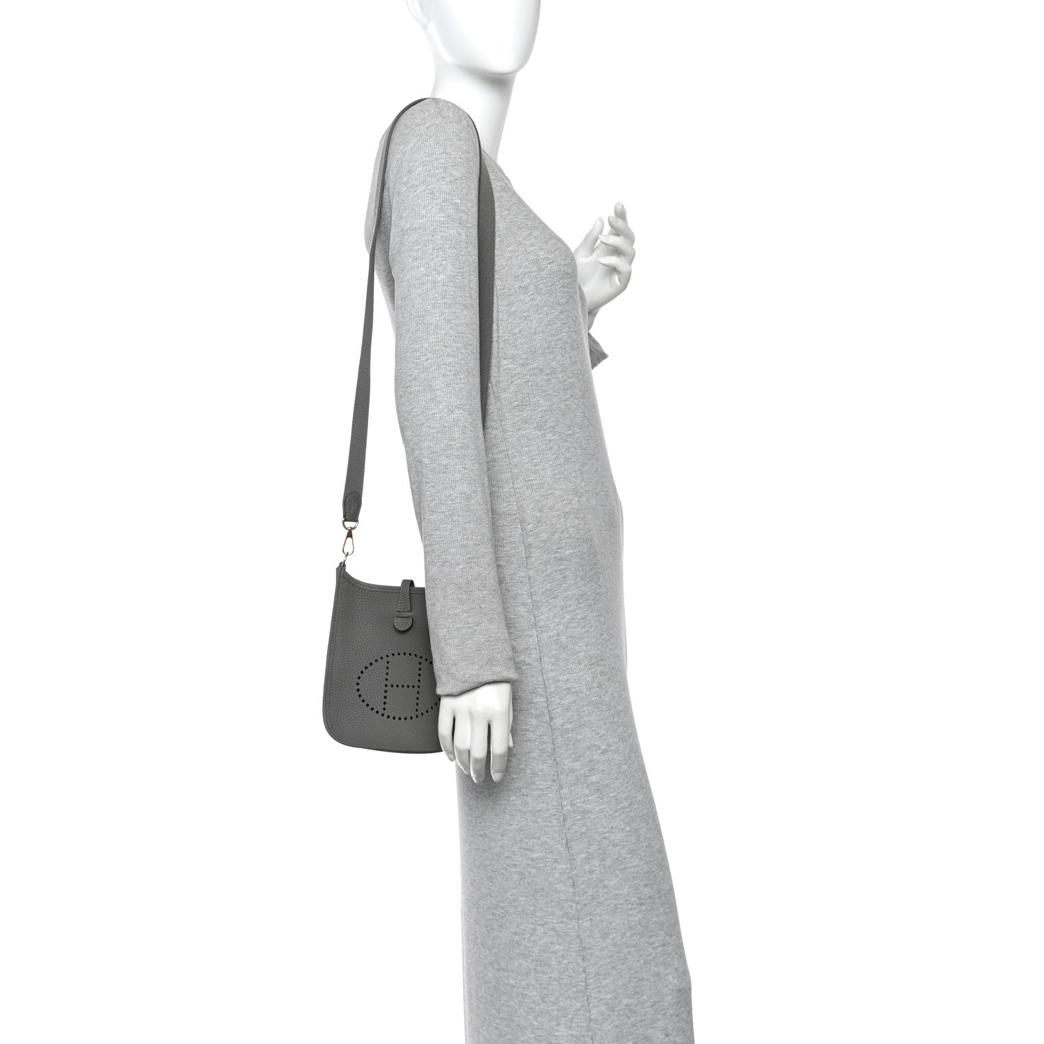 Hermes Taurillon Clemence Evelyne TPM Gris Meyer 2 of 10