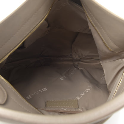 Burberry Calfskin Studded Hobo Beige 5 of 13