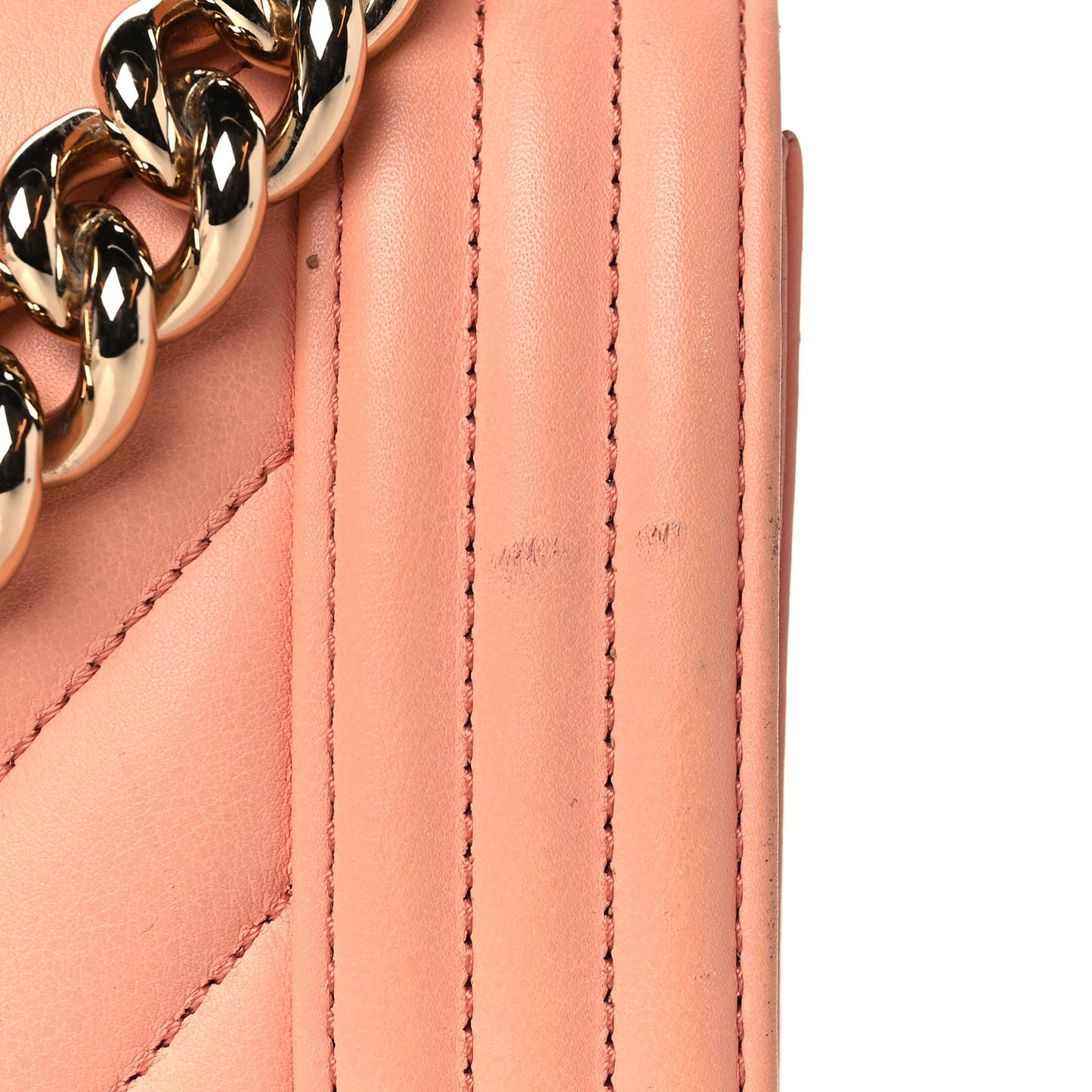 Calfskin Chevron Quilted Small Boy Flap Light Orange