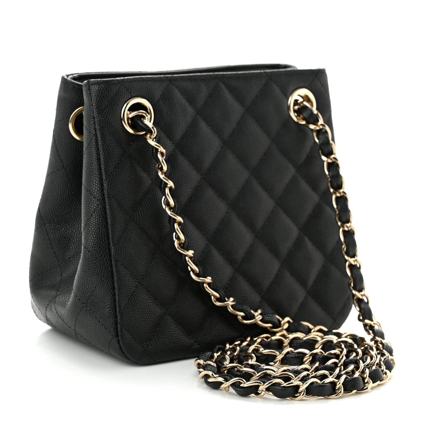 Caviar Quilted Mini Bucket Bag Black