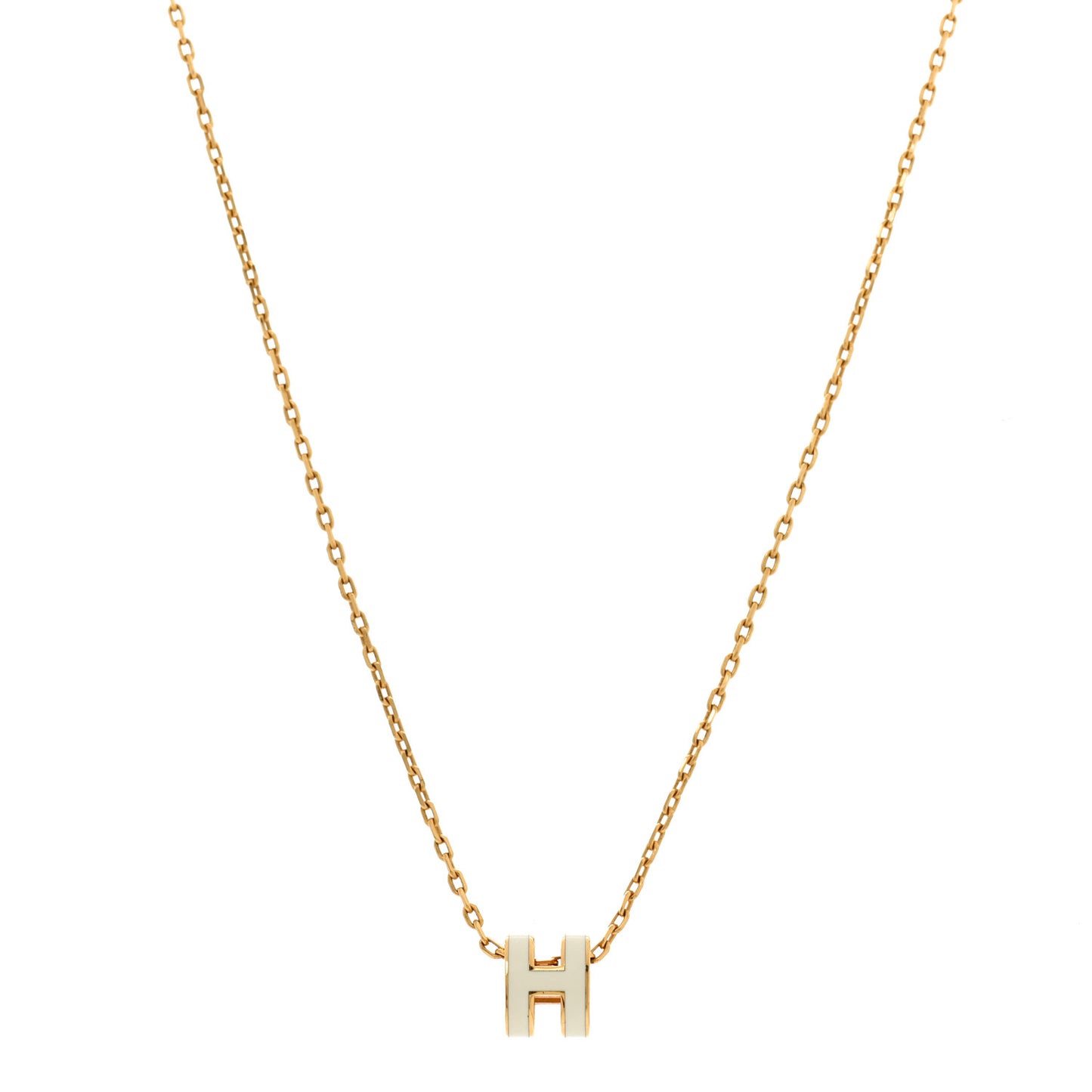 Lacquered Gold Mini Pop H Pendant Necklace White
