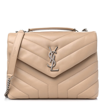 Saint Laurent Calfskin Y Quilted Monogram Small Loulou Chain Satchel Dark Beige 1 of 11