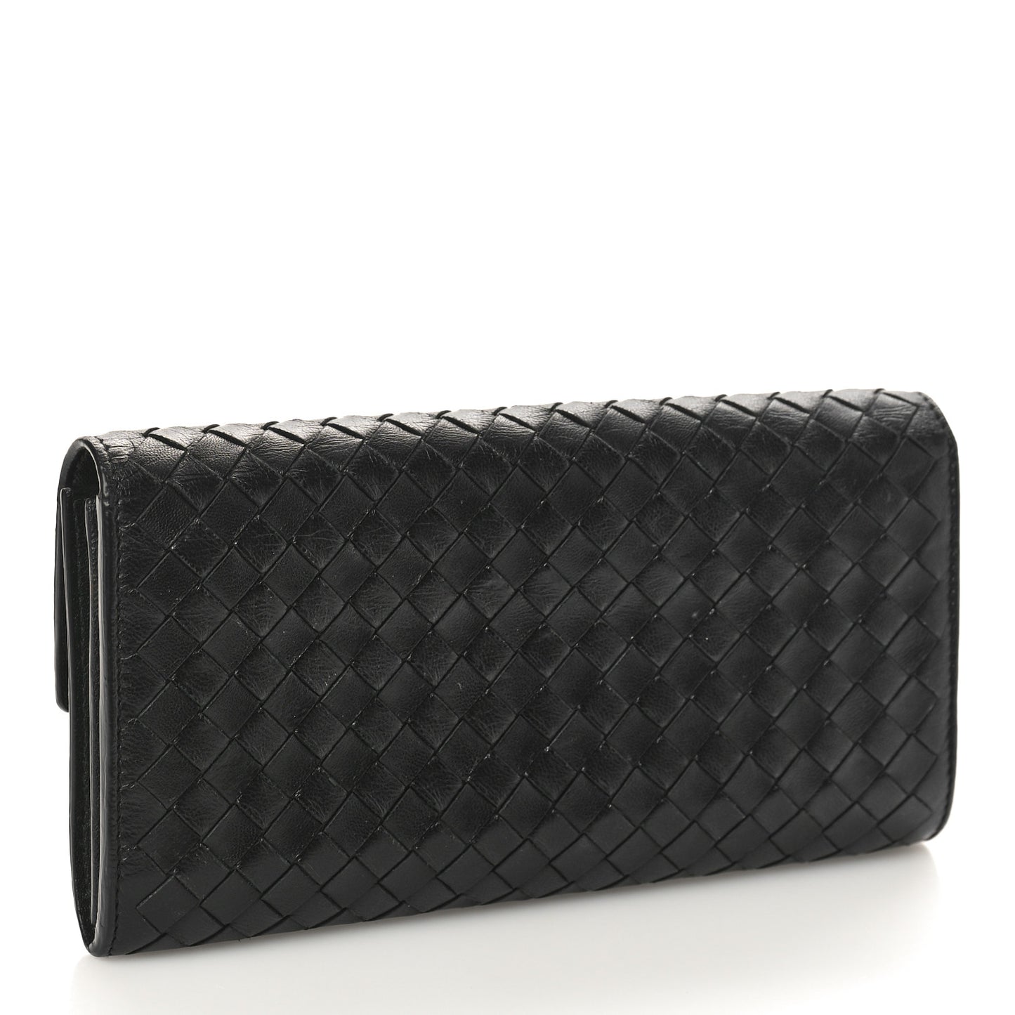 Nappa Intrecciato Continental Flap Wallet Black