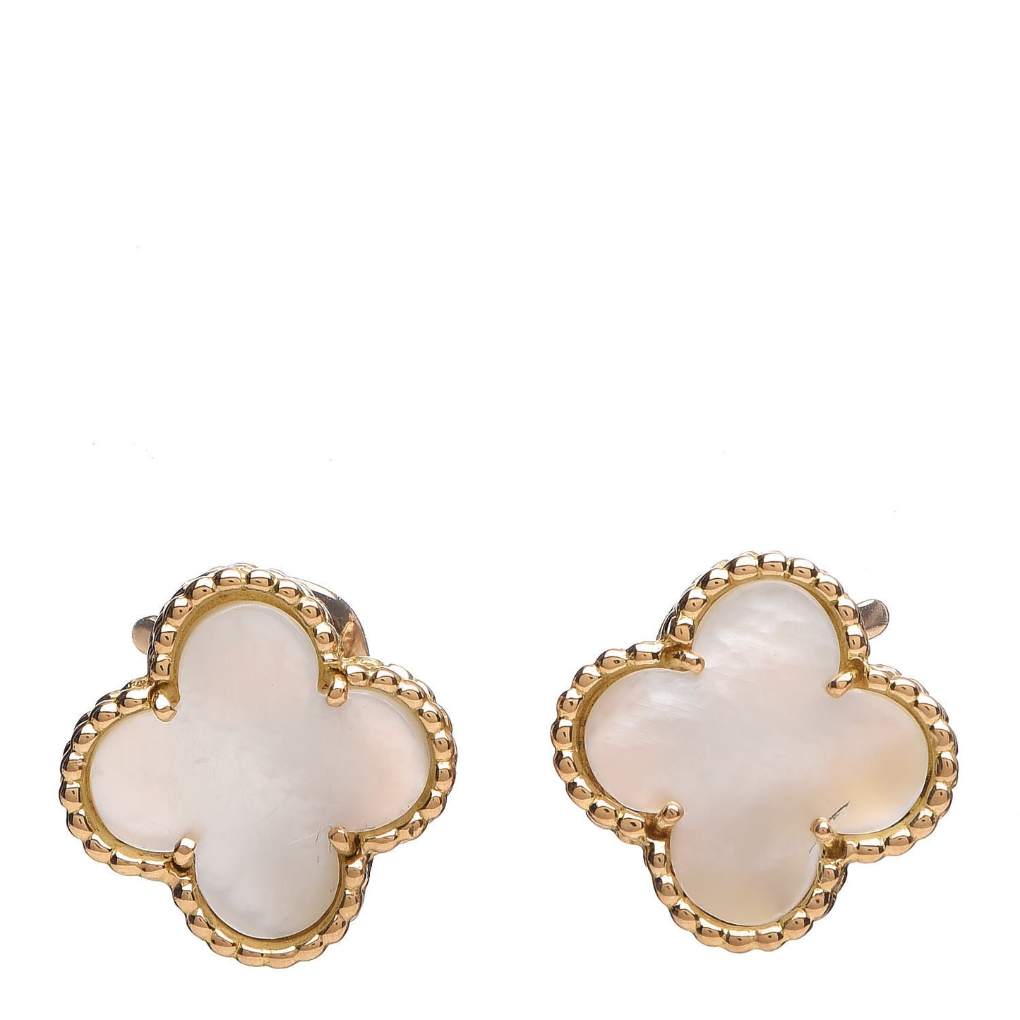 18K Yellow Gold Mother of Pearl Vintage Alhambra Earrings