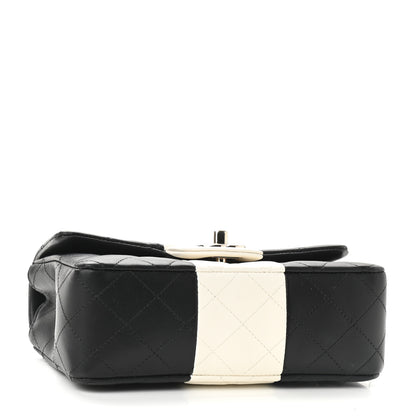 Chanel Lambskin Quilted Mini Rectangular Flap Black White 4 of 9