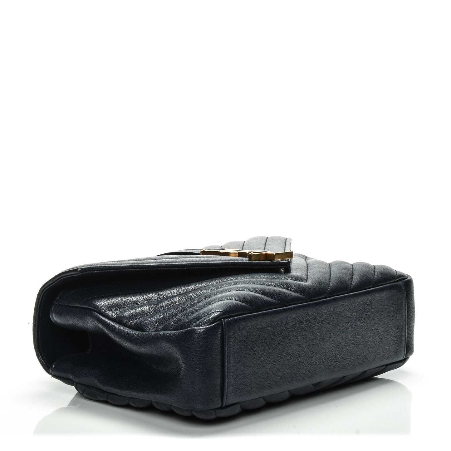 Sheepskin Matelasse Medium College Monogram Bag Navy Blue