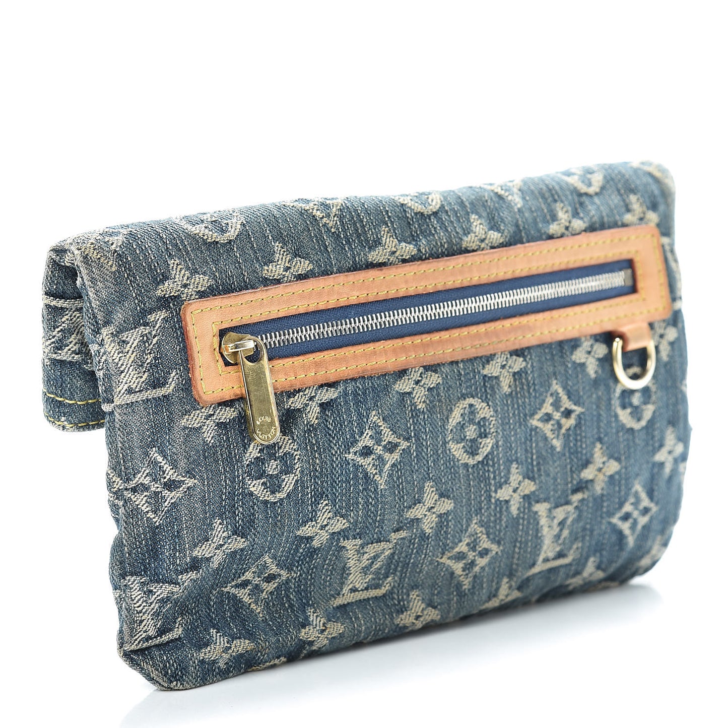 Monogram Denim Pochette Plat Clutch Blue