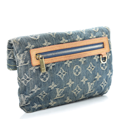 Louis Vuitton Monogram Denim Pochette Plat Clutch Blue 3 of 13