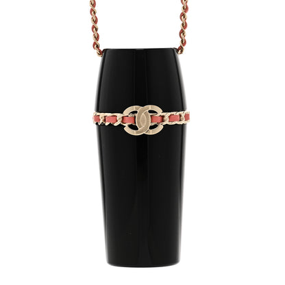Chanel Resin Lambskin Chain CC Lipstick Case Necklace Black Pink 4 of 6