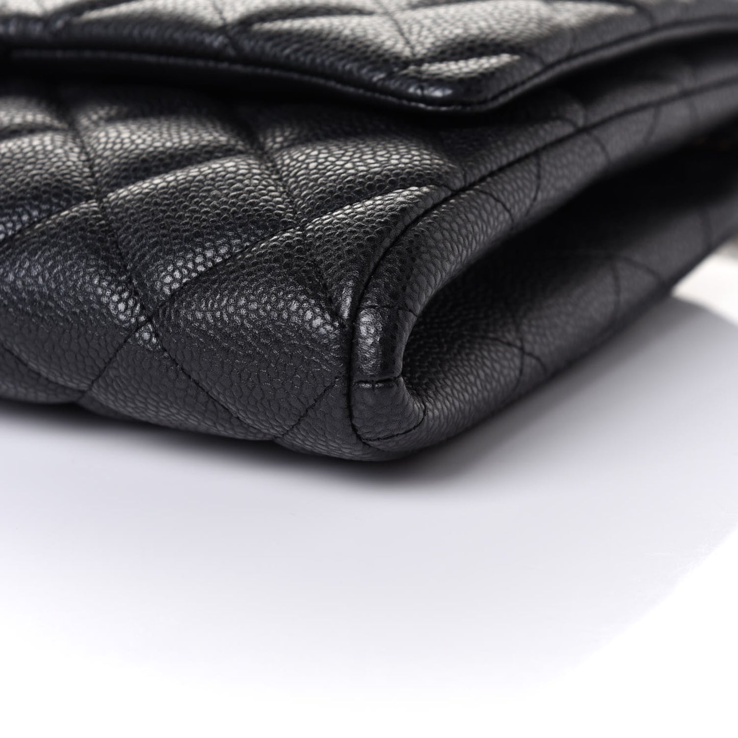 Caviar Quilted Clutch With Chain Flap Black