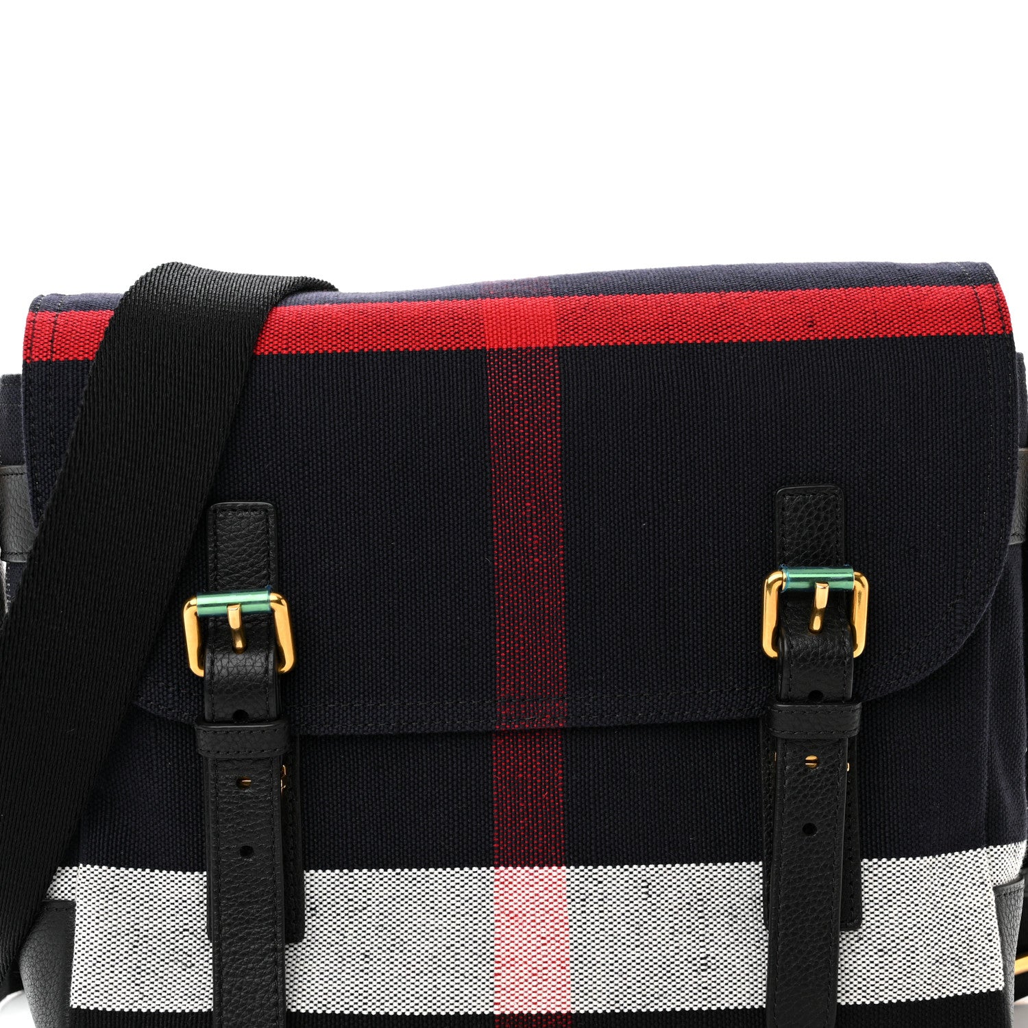 Burberry Canvas Mega Check Large Baildon Messenger Bag Navy 8 of 10
