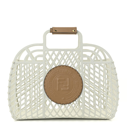 Fendi Recycled Plastic Vitello Liberty Matte Medium Fendi Basket White Ice Miele Scuro 1 of 10